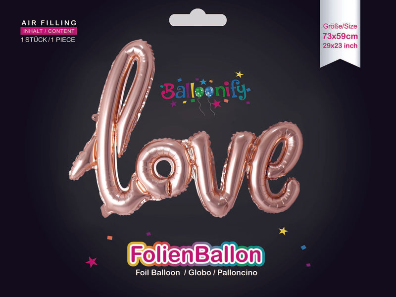 Folienballon Schriftzug LOVE in Roségold, 73 x 59 cm