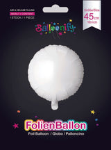 Folienballon Rund in Weiß, 45cm
