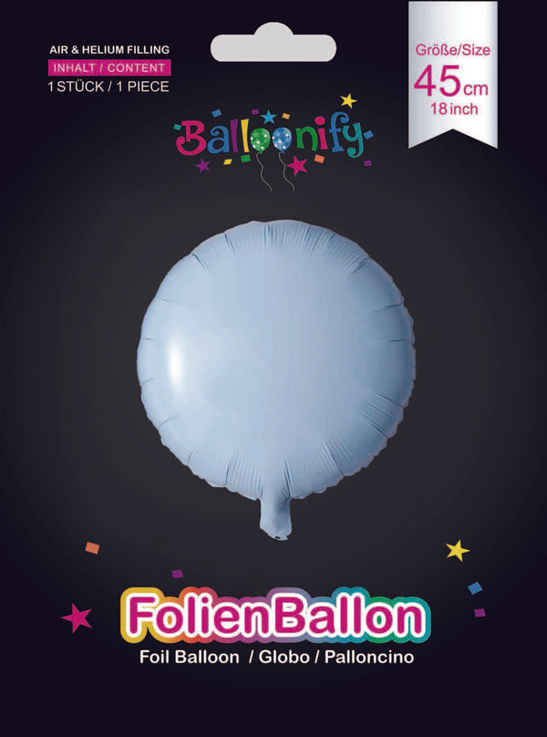 Folienballon Rund in Hellblau, 45cm