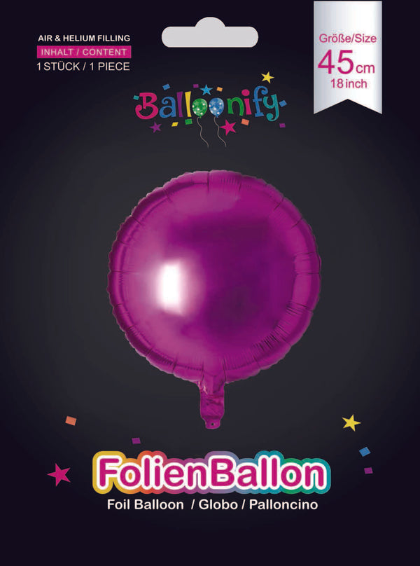 Folienballon Rund in Pink, 45cm
