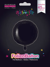 Folienballon Rund in Schwarz, 45cm