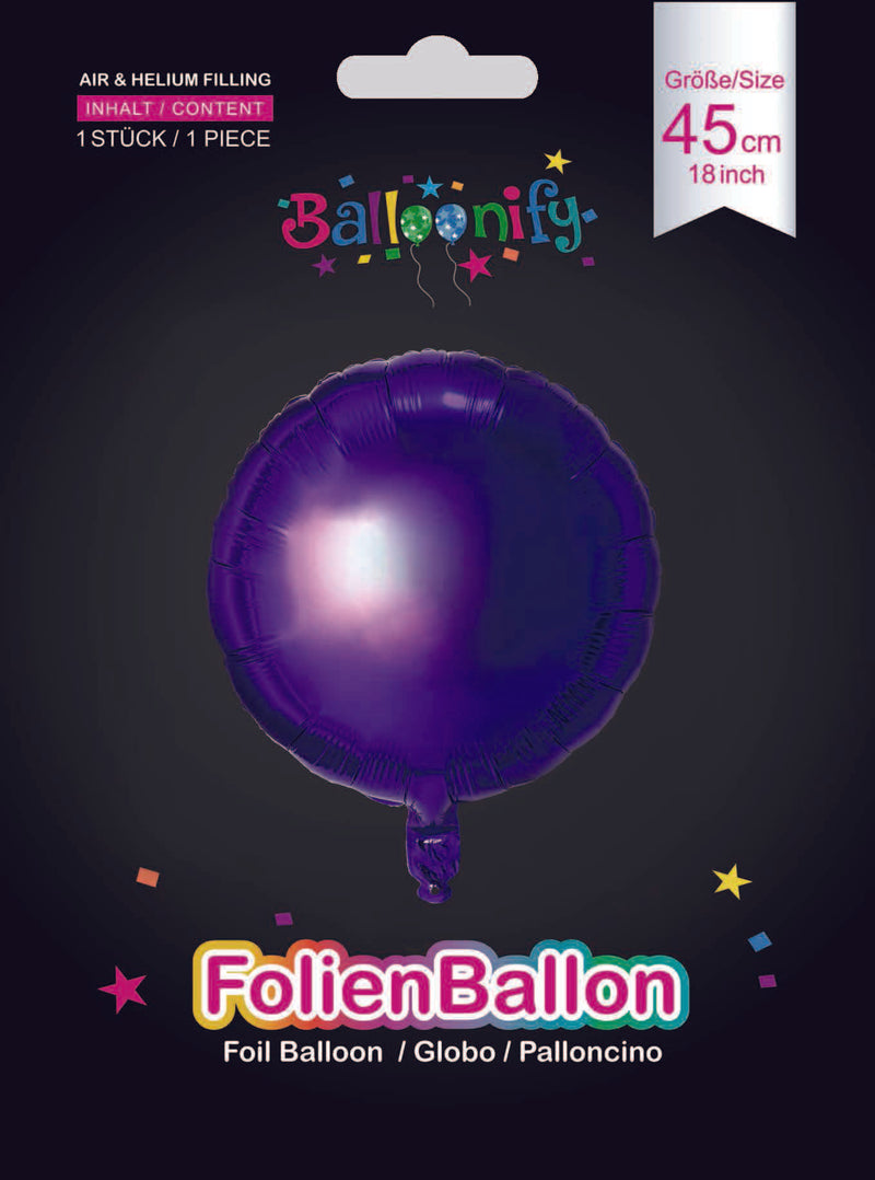 Folienballon Rund in Lila, 45cm