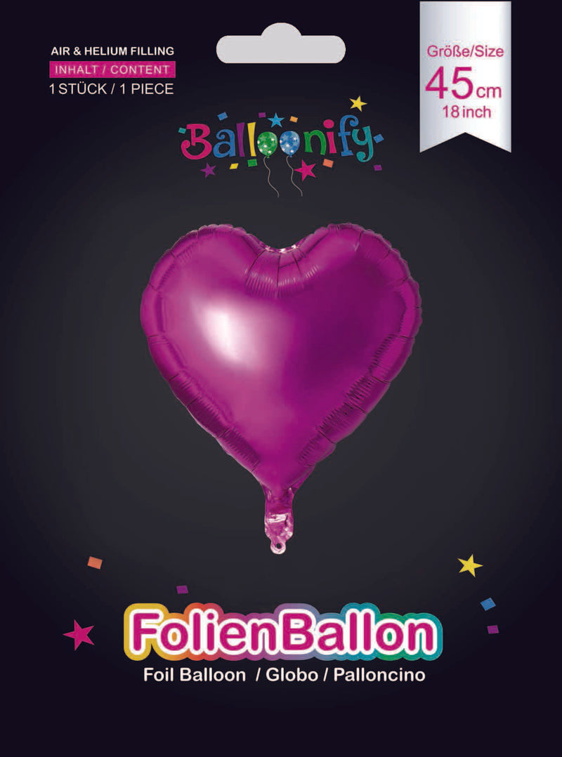 Folienballon Herz in Pink, 45cm