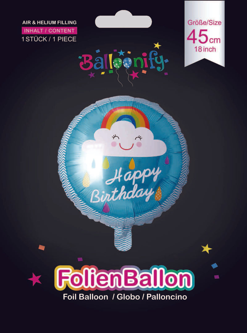 Folienballon HAPPY BIRTHDAY in rund, 45cm