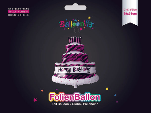 Folienballon HAPPY BIRTHDAY Geburtstagstorte, 69 x 98cm