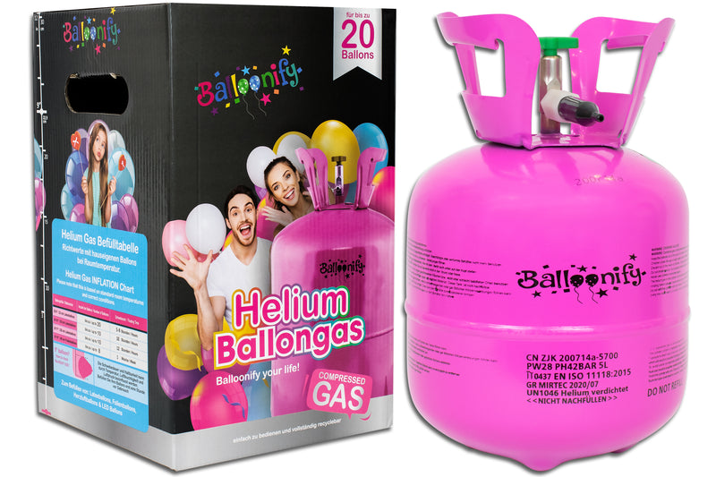 Helium Ballongas für bis zu 20 Luftballons, Einwegflasche